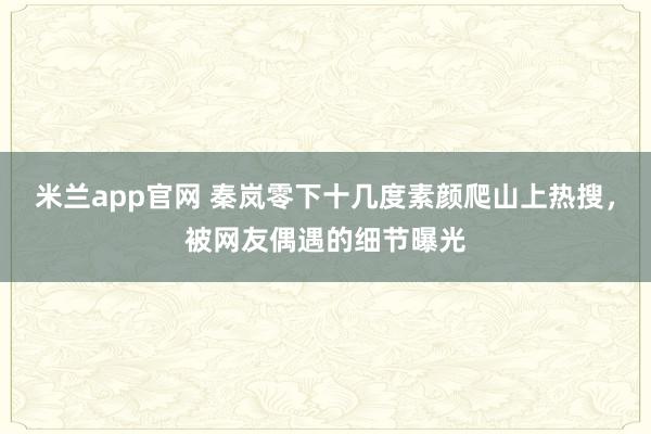 米兰app官网 秦岚零下十几度素颜爬山上热搜，被网友偶遇的细节曝光