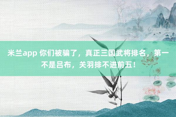 米兰app 你们被骗了，真正三国武将排名，第一不是吕布，关羽排不进前五！