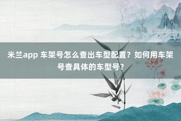 米兰app 车架号怎么查出车型配置？如何用车架号查具体的车型号？