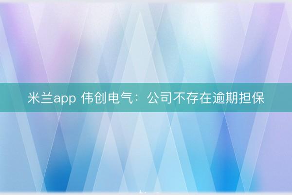 米兰app 伟创电气：公司不存在逾期担保