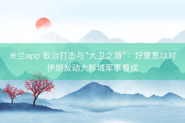 米兰app 蚁合打击与“大卫之盾”:好意思以对伊朗发动大畛域军事看成