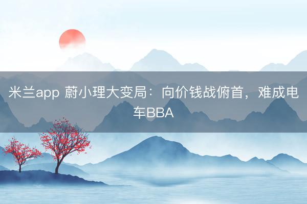 米兰app 蔚小理大变局：向价钱战俯首，难成电车BBA
