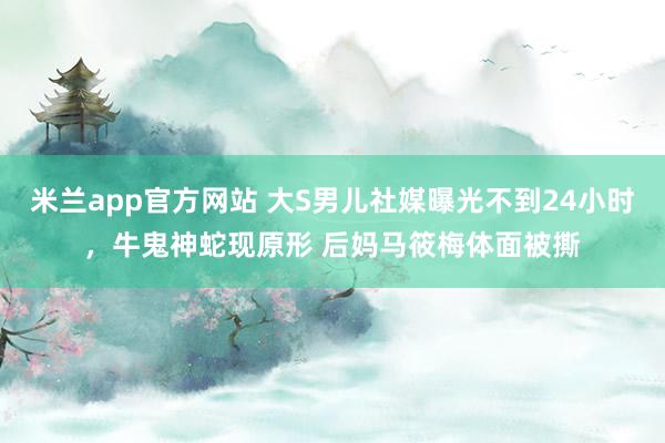 米兰app官方网站 大S男儿社媒曝光不到24小时,牛鬼神蛇现原形 后妈马筱梅体面被撕