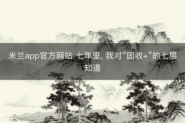米兰app官方网站 七年里, 我对“固收+”的七层知道