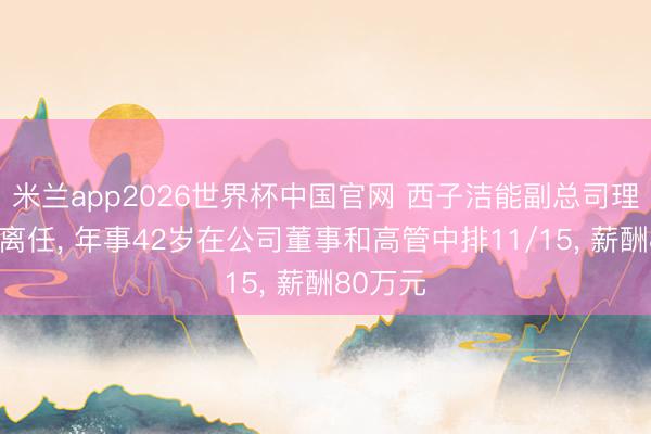 米兰app2026世界杯中国官网 西子洁能副总司理李景福离任， 年事42岁在公司董事和高管中排11/15， 薪酬80万元