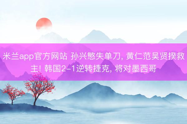 米兰app官方网站 孙兴慜失单刀, 黄仁范吴贤揆救主! 韩国2-1逆转捷克, 将对墨西哥